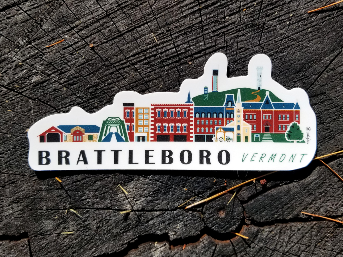 Brattleboro Vermont Cityscape | Sticker